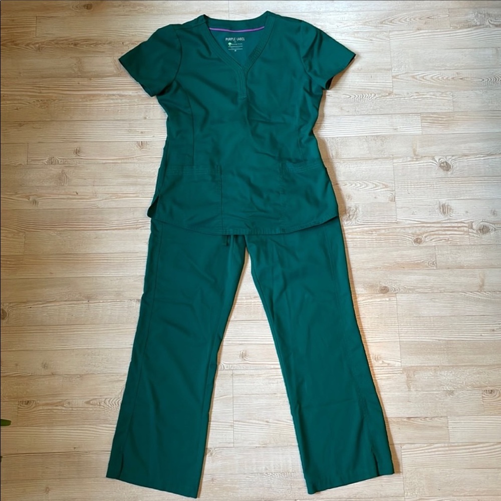 Healing hands purple label scrubs set size medium hunter green